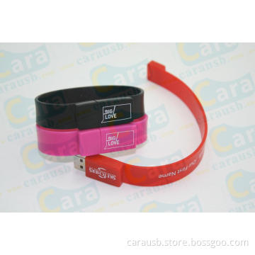 CaraUSB soft rubber bracelet usb disk silicone wrist band appearance usb sticks 8GB imprint logo
